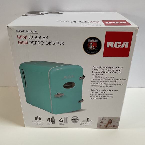 RCA RMIS129-BLUE Mini Retro 6 Can Beverage Refrigerator-Blue NEW - Picture 1 of 11